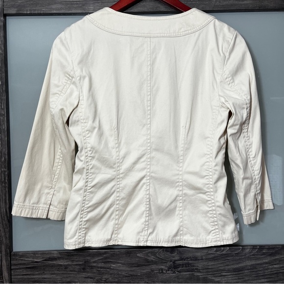 J. Jill Cropped 3/4 Sleeve Cream Button-Up Blazer Women's 6 Career Office Preppy - Picture 3 of 9
